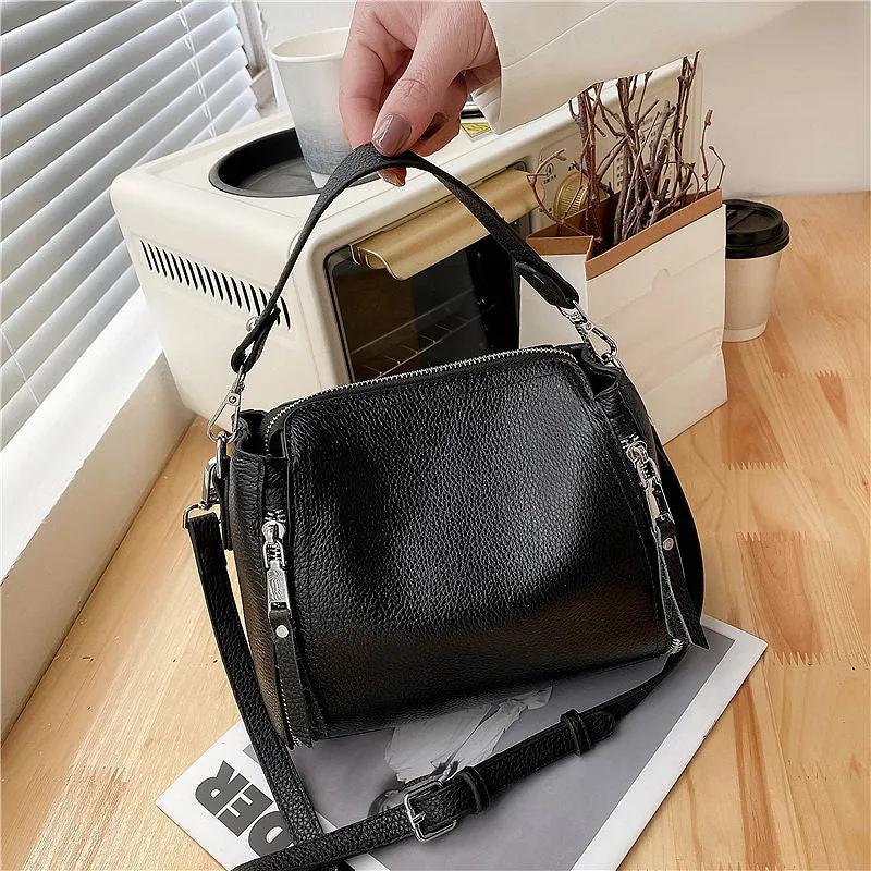 2023 New Genuine Leather Handbag Designers Women Messenger Bags Females Bucket Bag Leather Crossbody