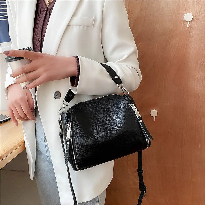 2023 New Genuine Leather Handbag Designers Women Messenger Bags Females Bucket Bag Leather Crossbody