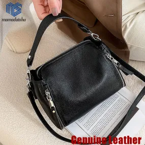 2023 New Genuine Leather Handbag Designers Women Messenger Bags Females Bucket Bag Leather Crossbody