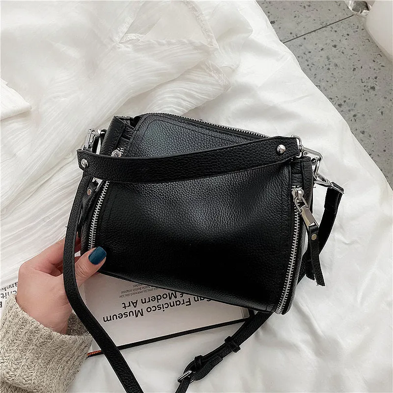 2023 New Genuine Leather Handbag Designers Women Messenger Bags Females Bucket Bag Leather Crossbody