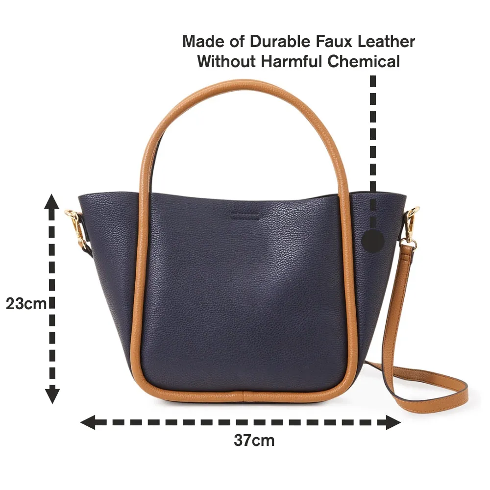 Accessorize London Navy Contrast Piped Handheld Bag