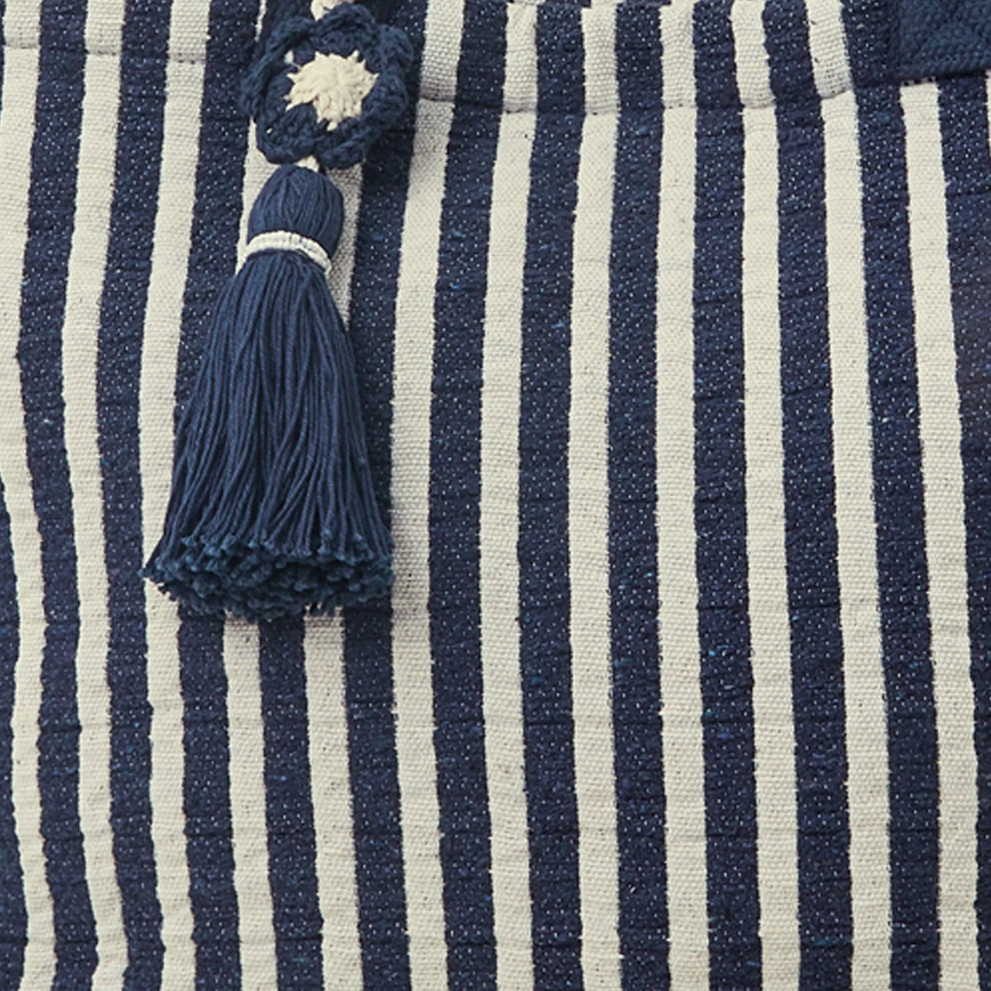 Accessorize London Women's Navy Blue Stripe Tassel Tote Bag