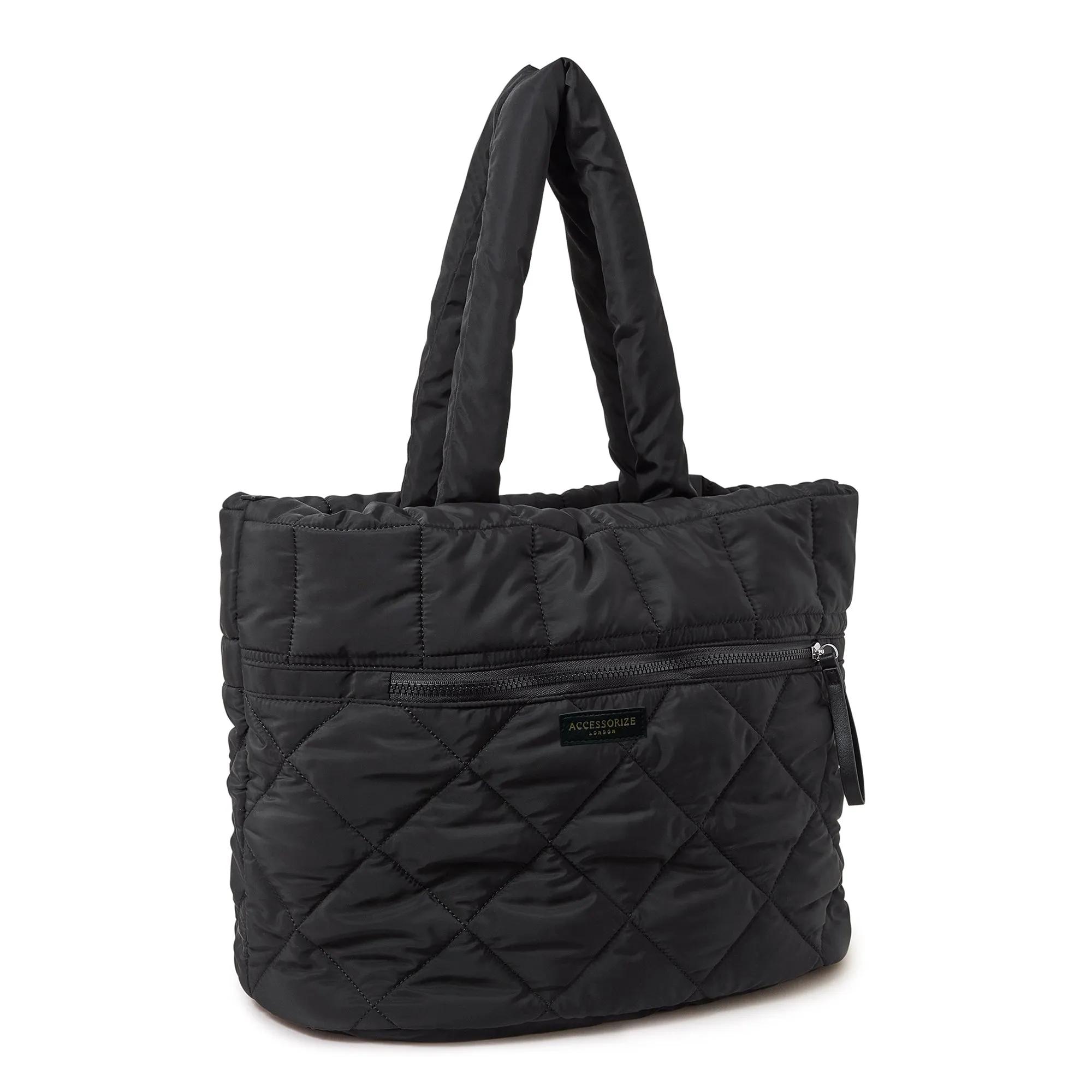 Accessorize London Women's Naylon Black Quilted Travel Bag