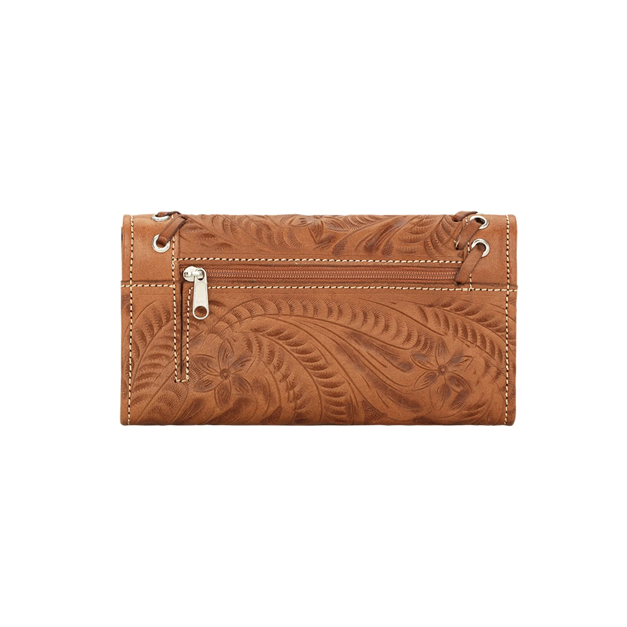 American West Harvest Moon Natural Tan Leather Trifold Wallet