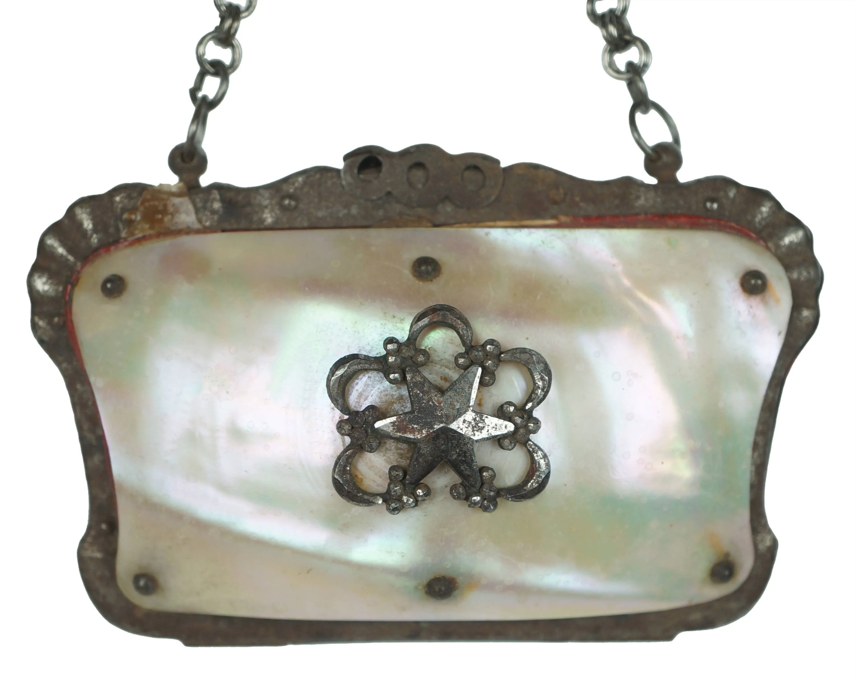 Antique Victorian Coin Purse Mother of Pearl Shell Mid 19th c - VFG