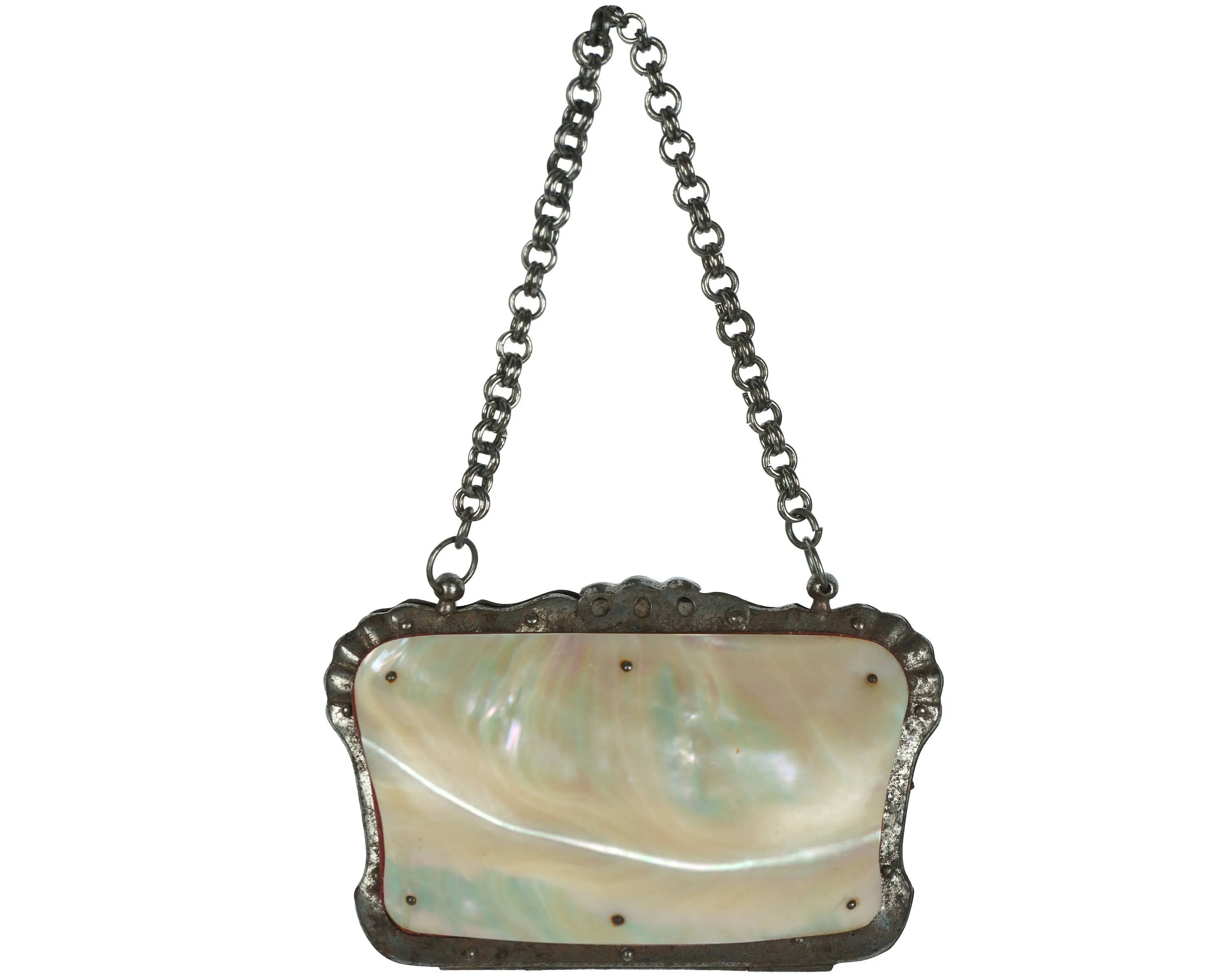 Antique Victorian Coin Purse Mother of Pearl Shell Mid 19th c - VFG