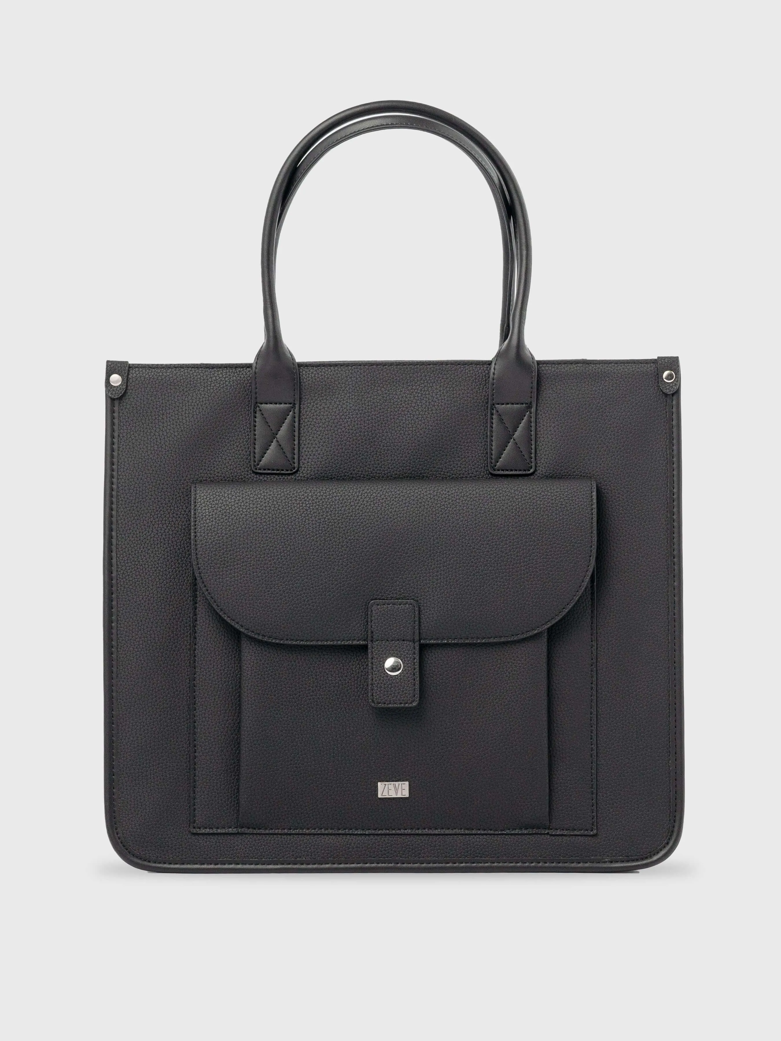 Ares Tote Bag With Zipper - Black Pebble