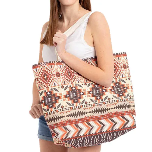 Aztec Pattern Beach Tote Bag