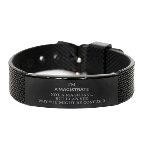 Badass Magistrate Gifts, I'm Magistrate not a magician, Sarcastic Black Shark Mesh Bracelet for Magistrate Birthday Christmas for  Men, Women, Friends, Coworkers