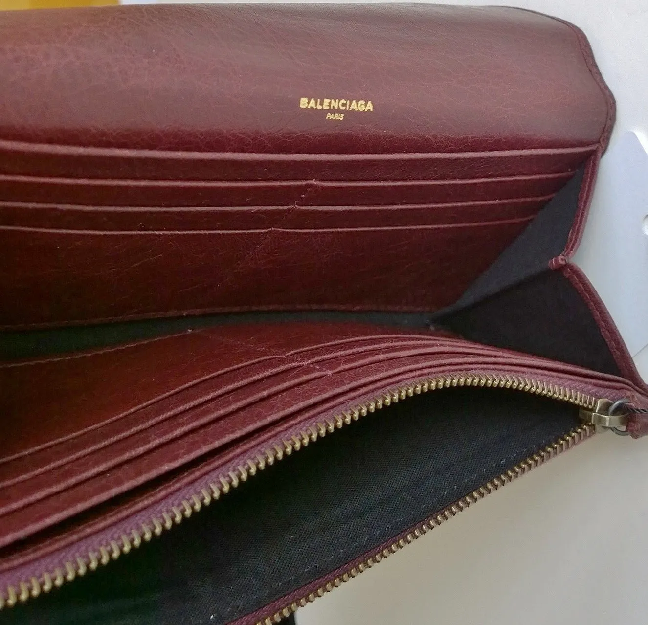 Balenciaga Burgundy Leather Moto City Classic Wallet