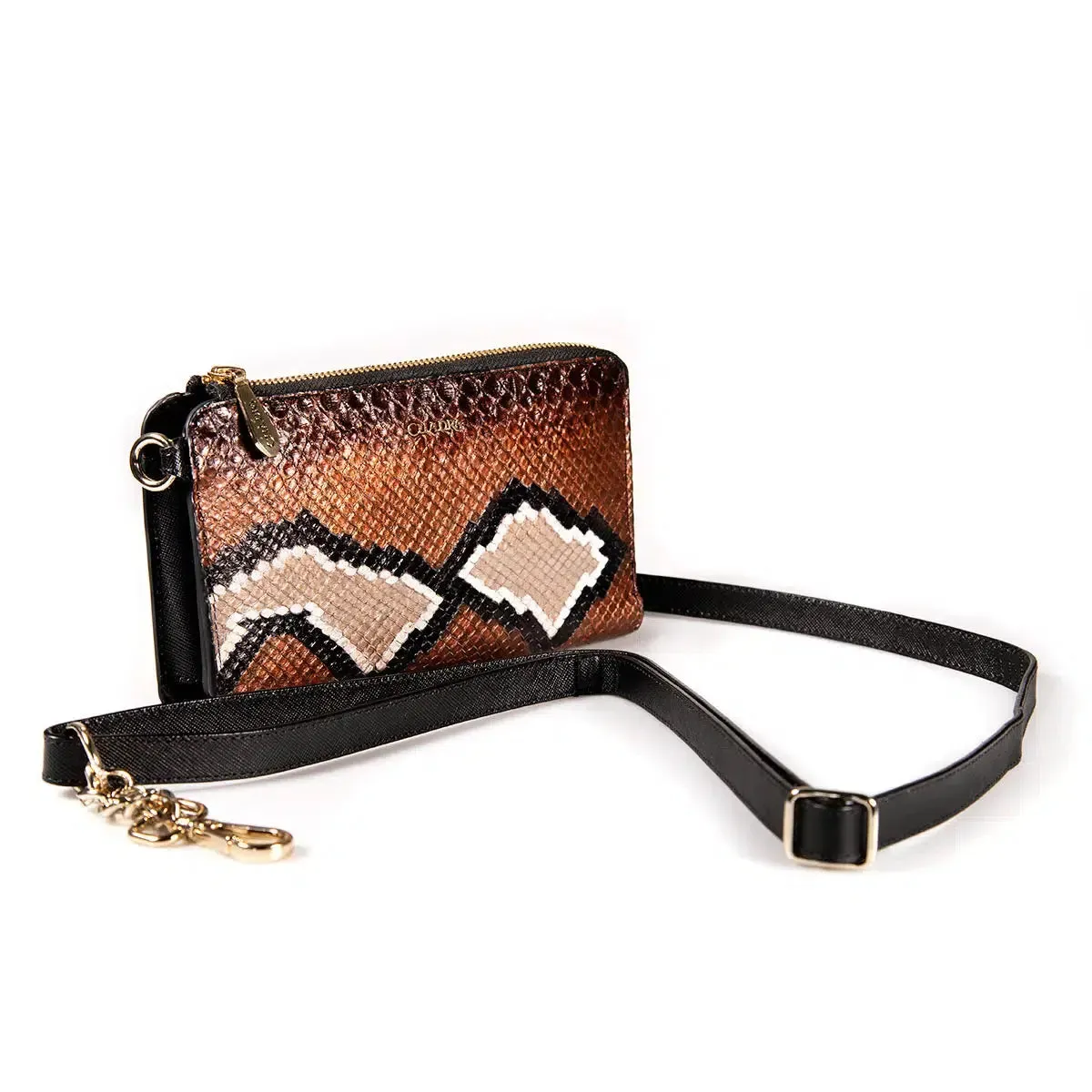 BD229PI - Cuadra brown casual fashion python wristlet wallet for woman