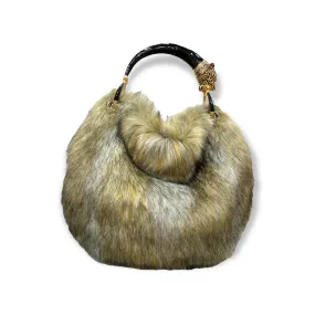 BLACK JAGUAR WITH FAUX FUR CLASSIC BAG