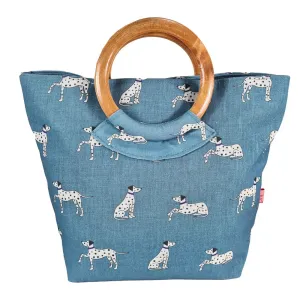 Blue Dalmatian Wood Handle Grab Bag By Lua