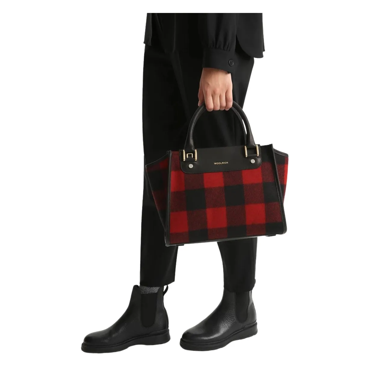 Borsa Woolrich Wool Tote Bag Rosso / Nero