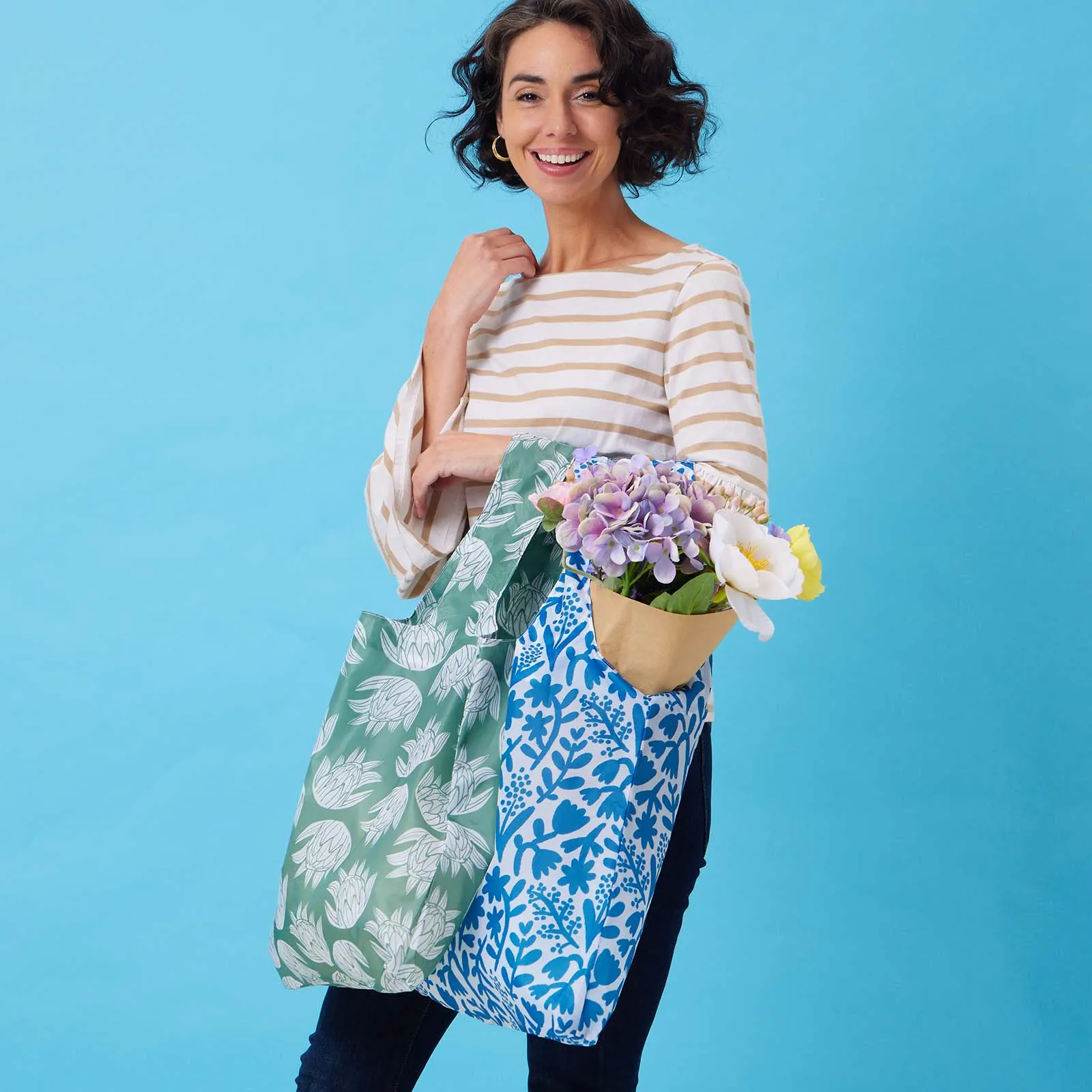 Botanical Blu Bag Reusable Shopping Bag - Machine Washable