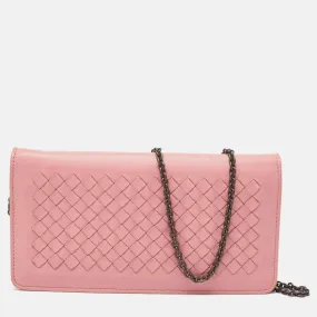 Bottega Veneta Light Intrecciato Leather Flap Chain Clutch