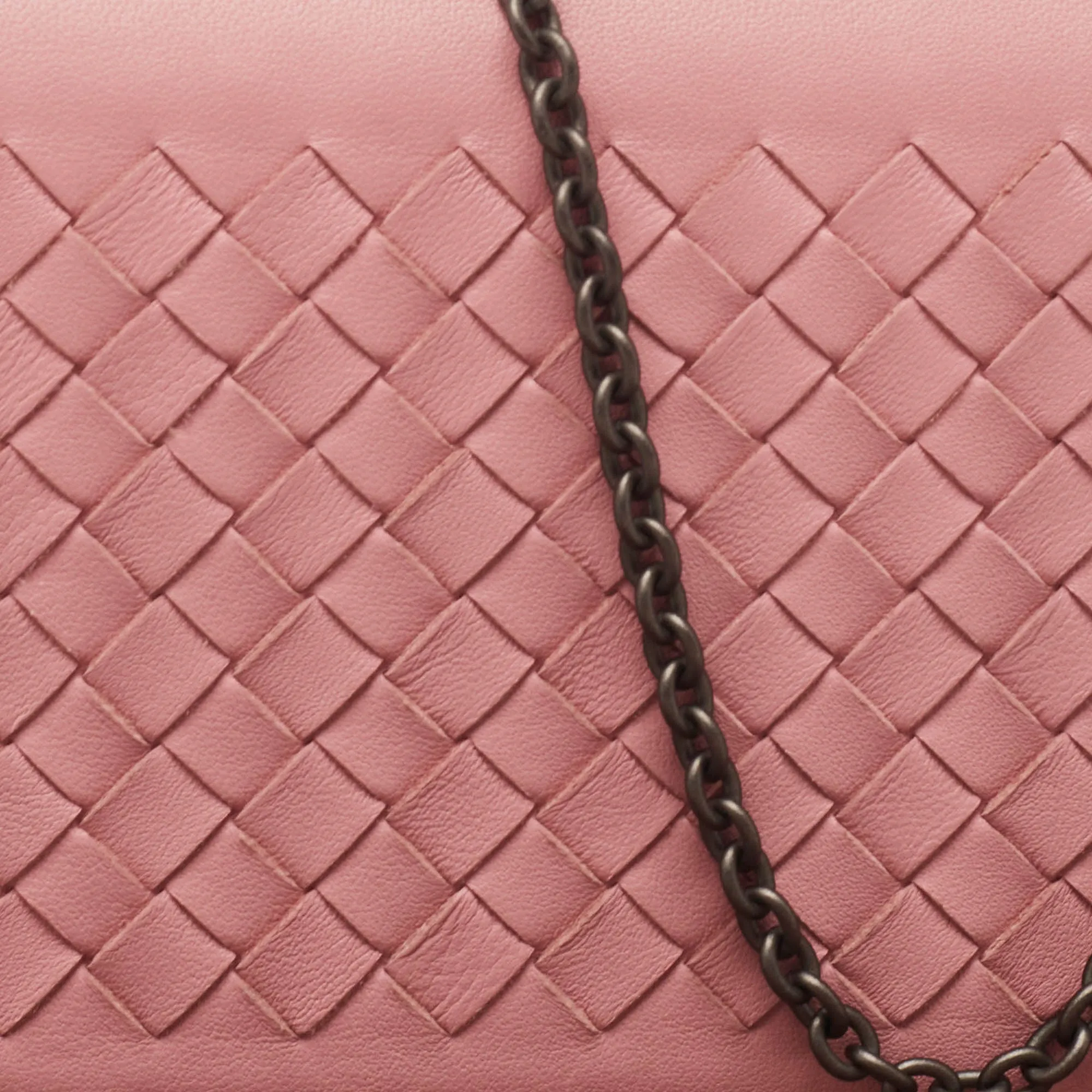 Bottega Veneta Light Intrecciato Leather Flap Chain Clutch