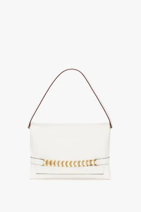 Chain Pouch with Strap In White Leather