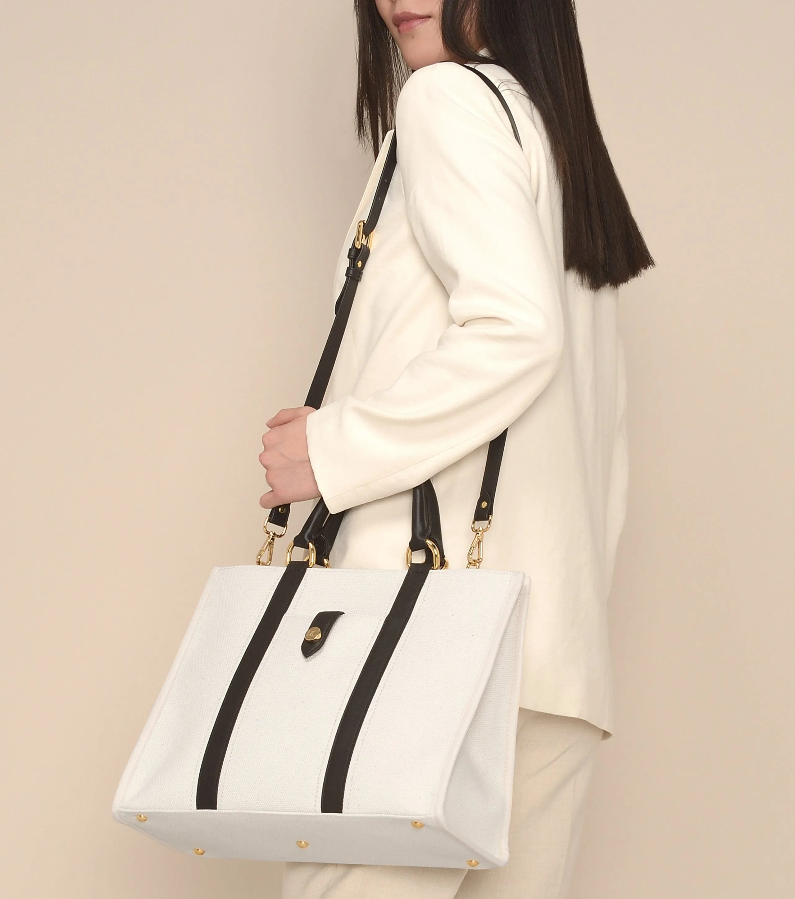 Dune Organic Canvas Tote Bag | Black & White