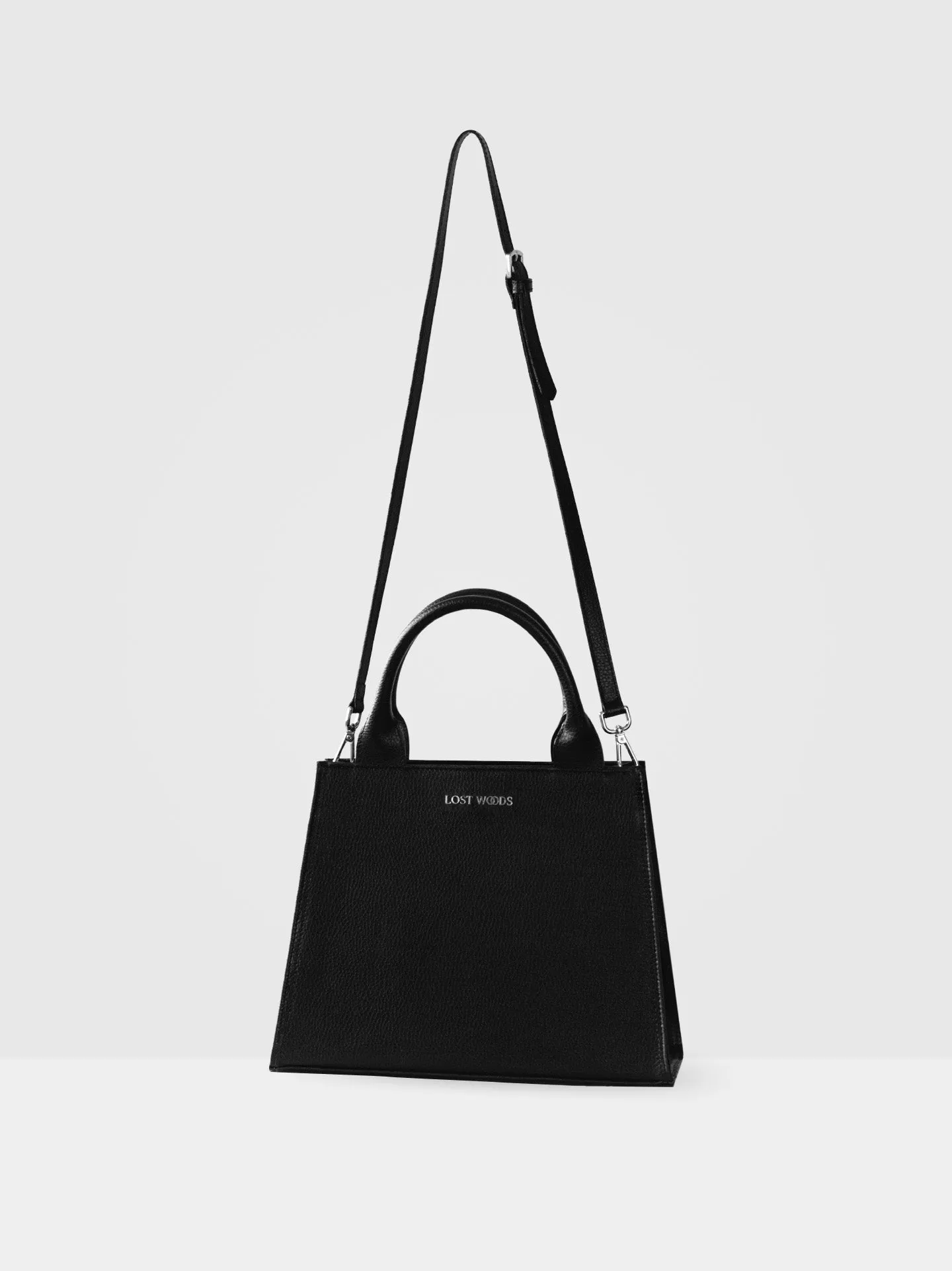 Ebony MIRUM Leather Vegan Tote Bag | Black & Silver