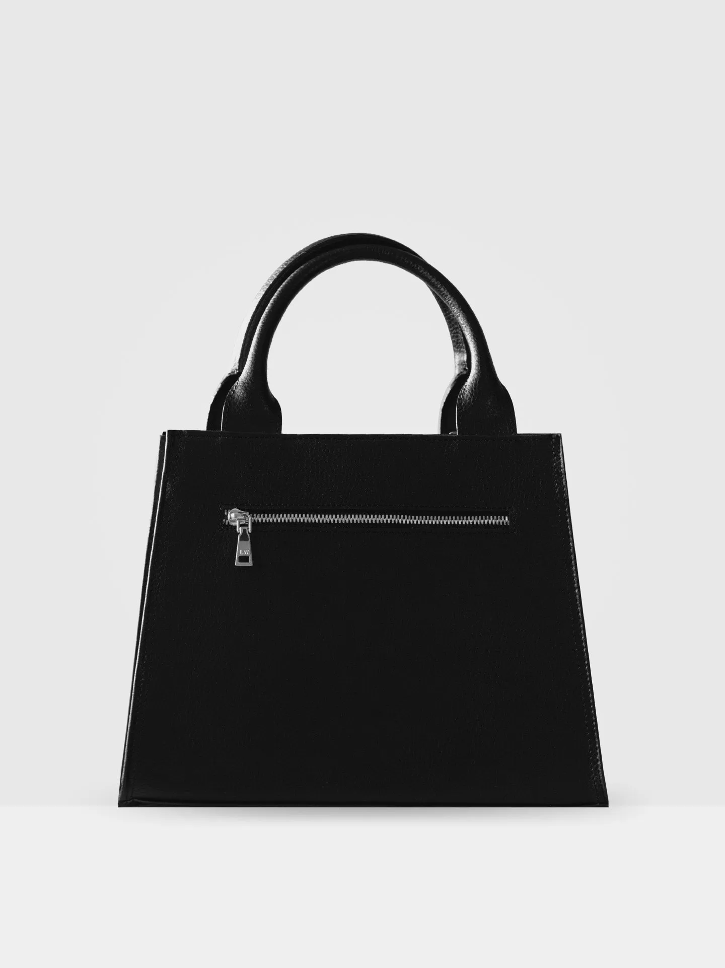 Ebony MIRUM Leather Vegan Tote Bag | Black & Silver