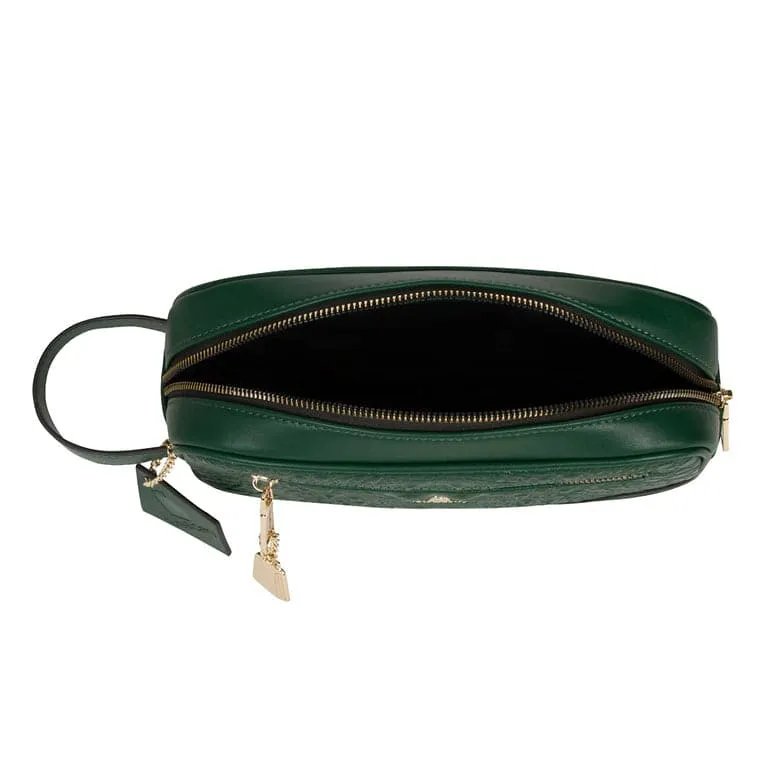 Emerald Green Apollo 2 Faux Crocodile Skin Toiletry Bag