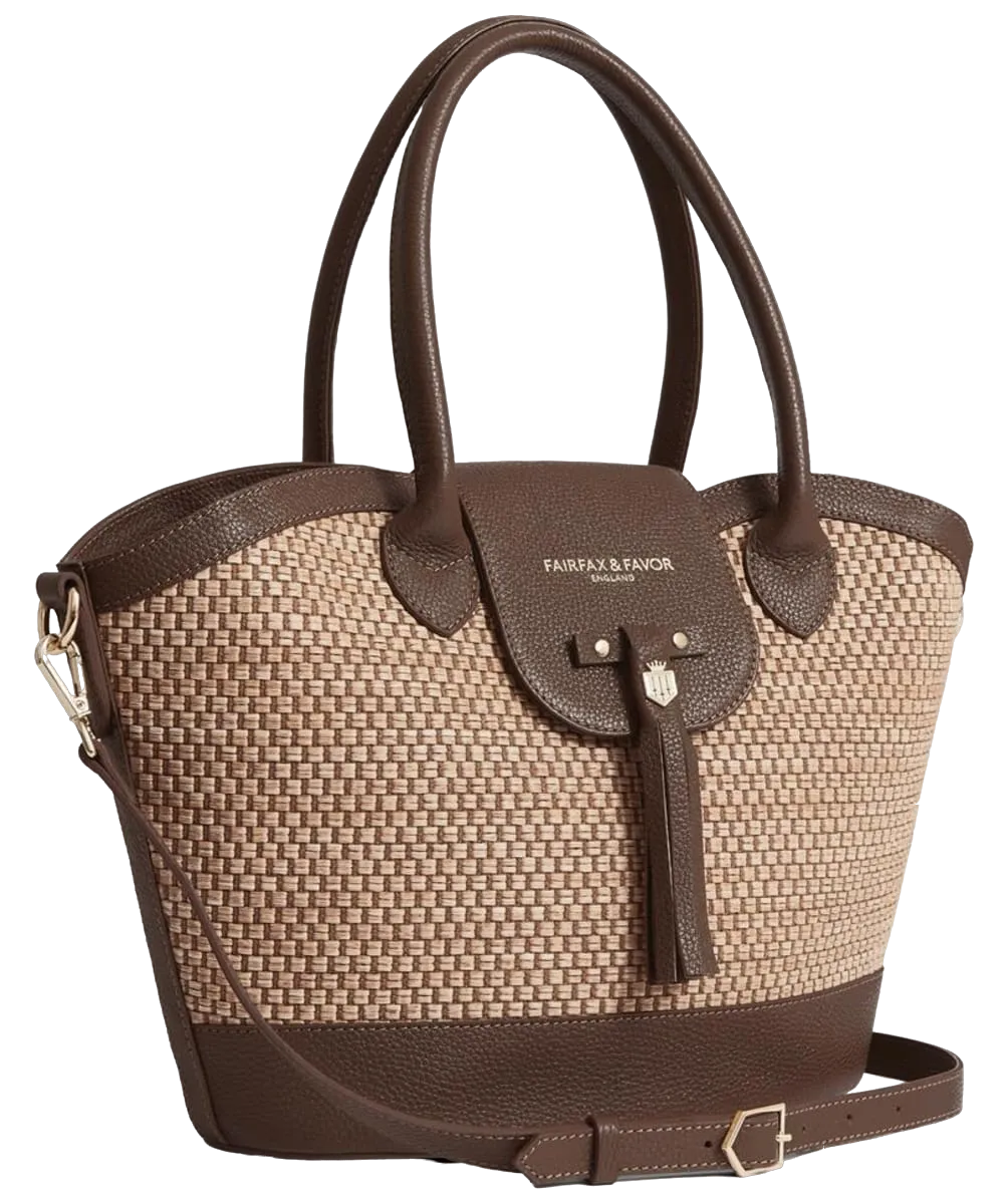 Fairfax & Favor Brown Tan Leather Windsor Basket Bag