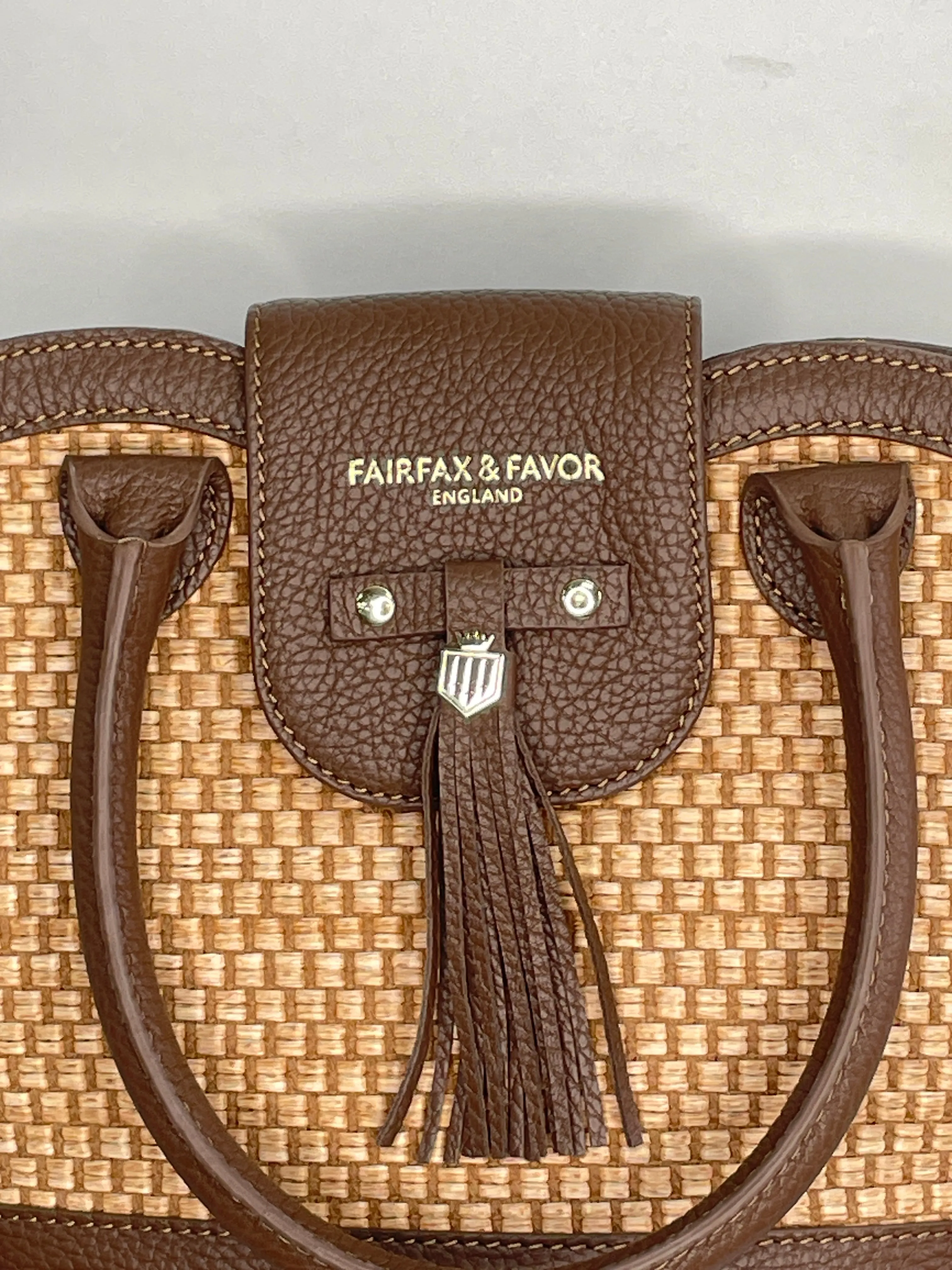 Fairfax & Favor Brown Tan Leather Windsor Basket Bag