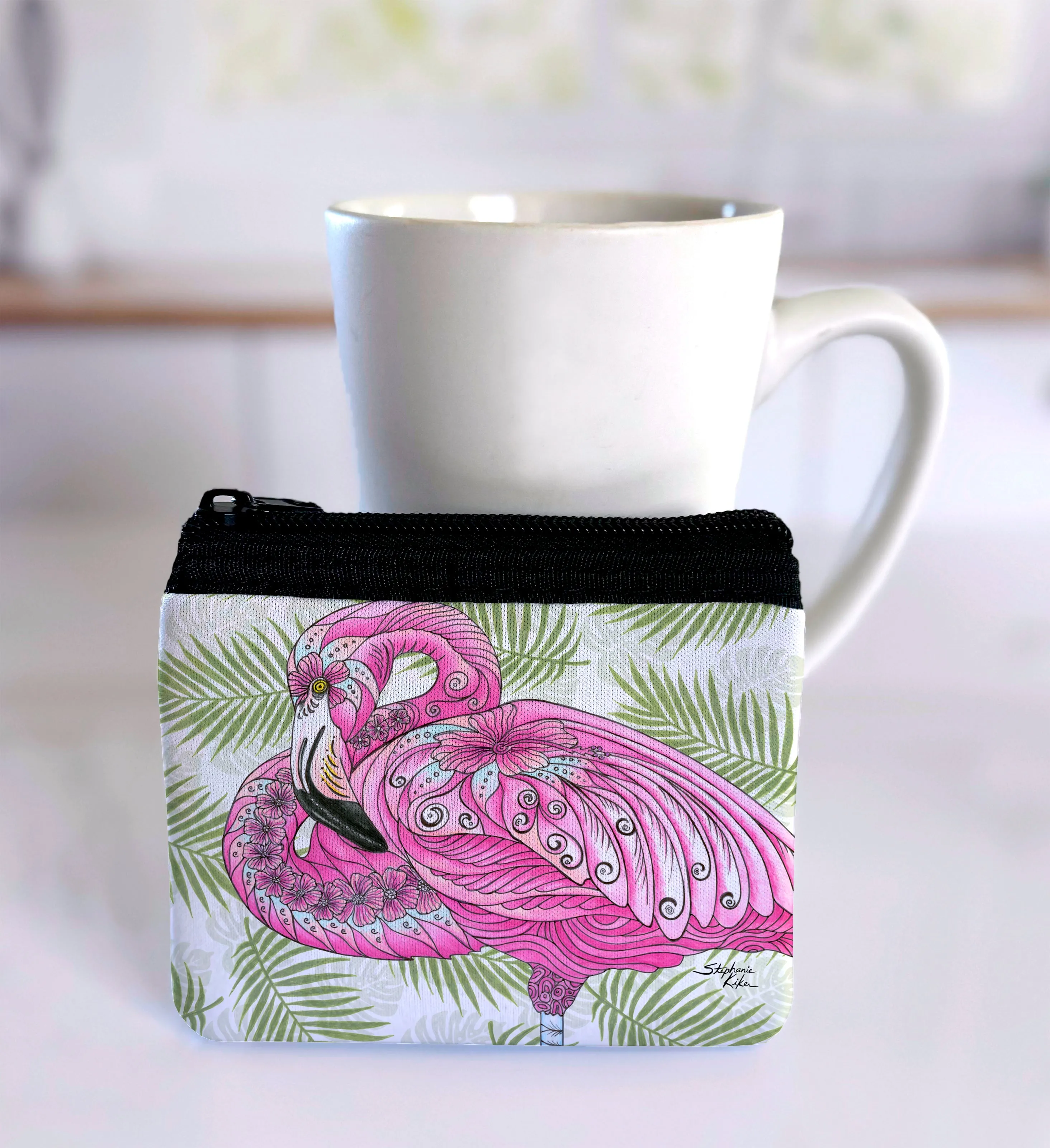 Flamingo Flowers Coin Bag