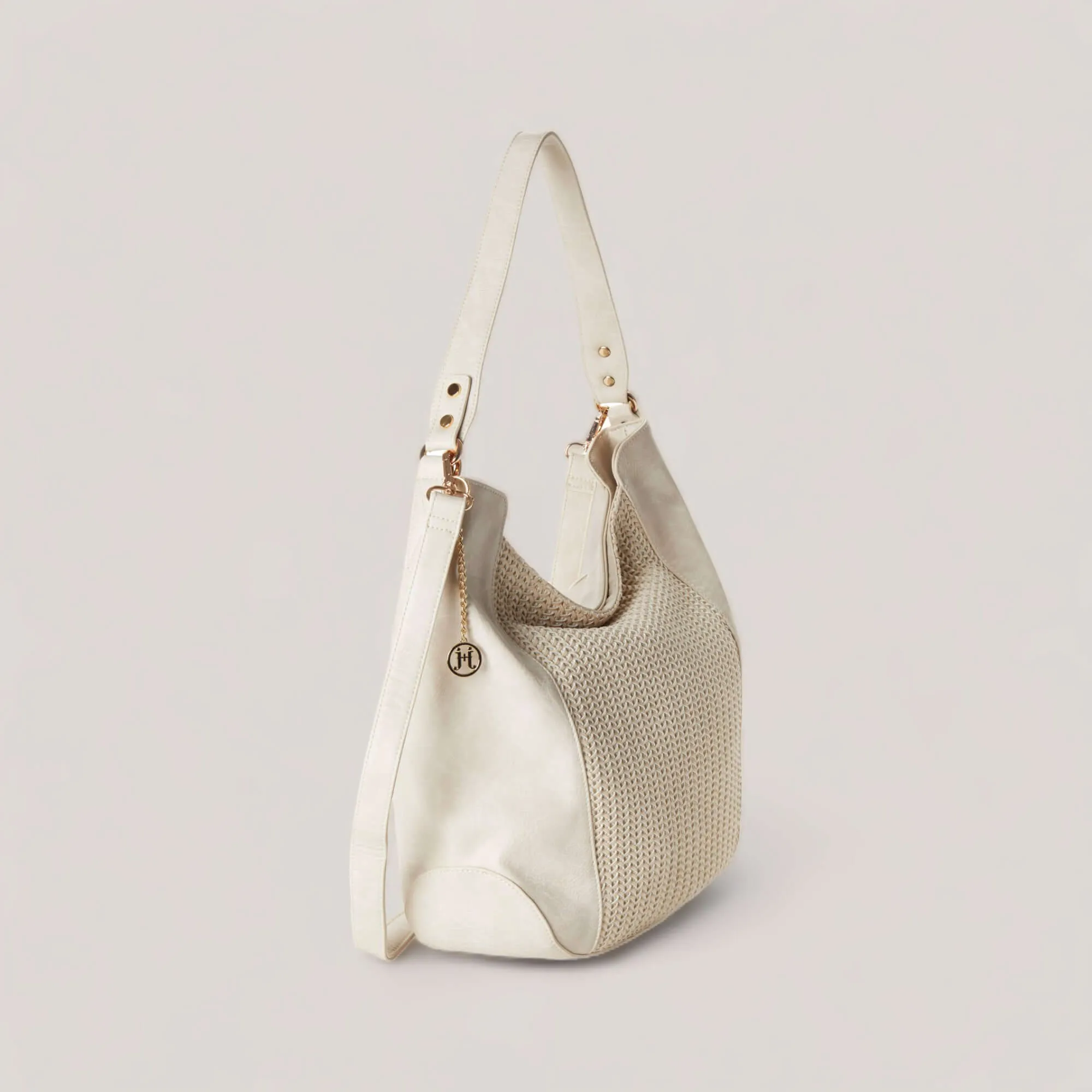 GABRIELLA | Vanilla Chevron Weave Hobo