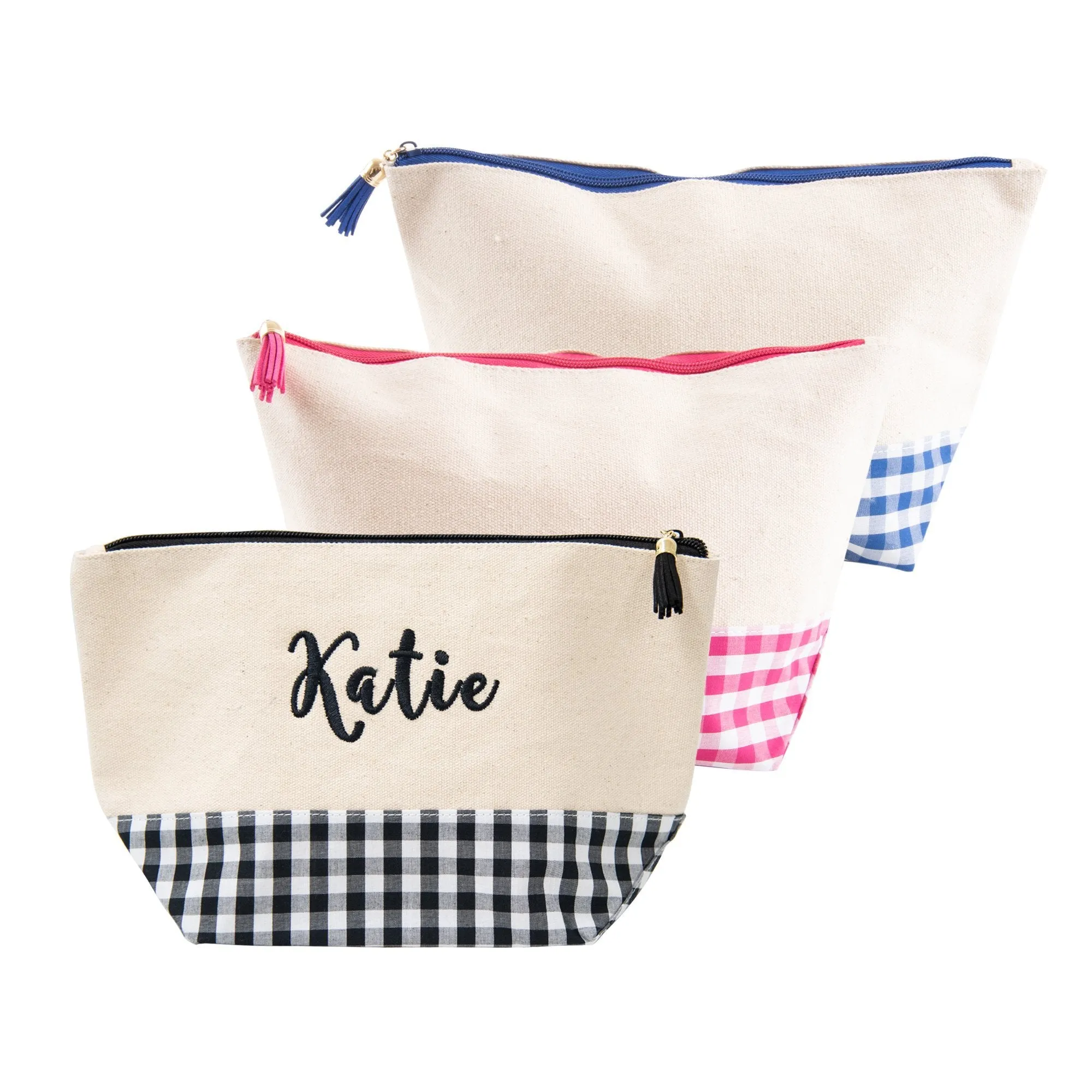 Gingham Cosmetic Zip Pouch