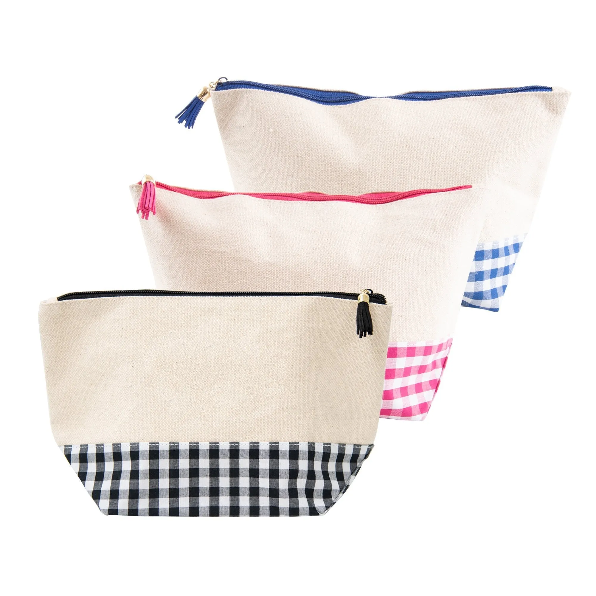 Gingham Cosmetic Zip Pouch