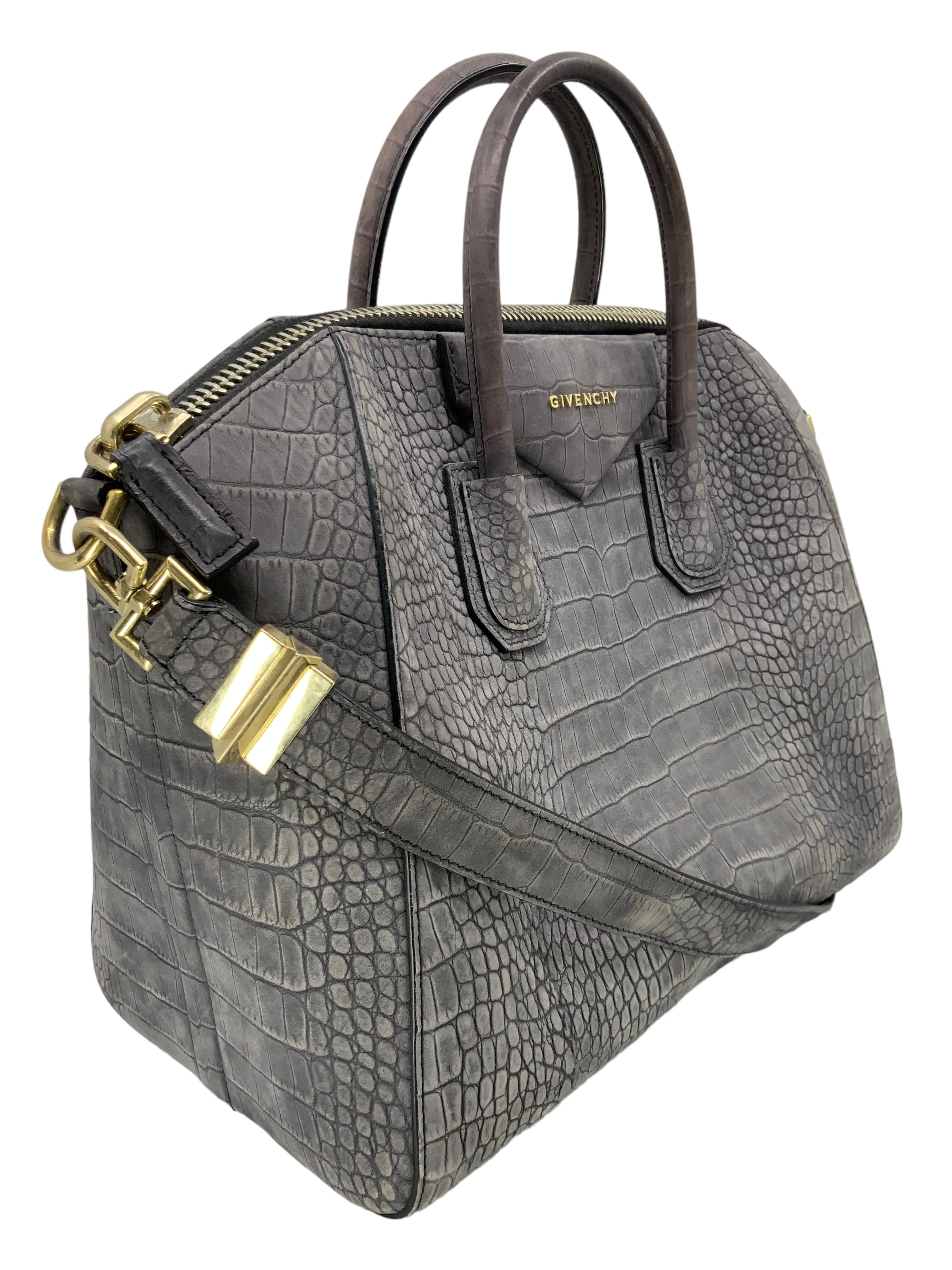 Givenchy Antigona Medium Crocodile Embossed Satchel Bag