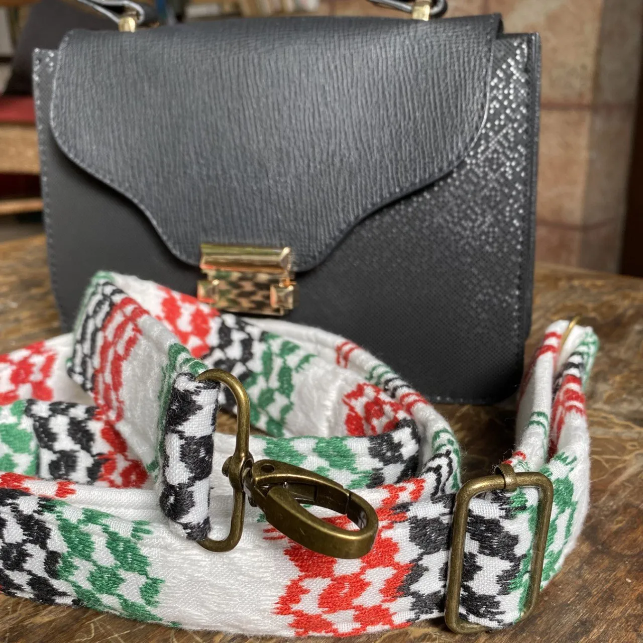 Adjustable Bag Strap in Traditional Palestinian Keffiyeh Fabric