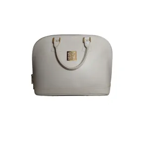 Jafferjees White Leather Dome Handbag | Pre Loved |