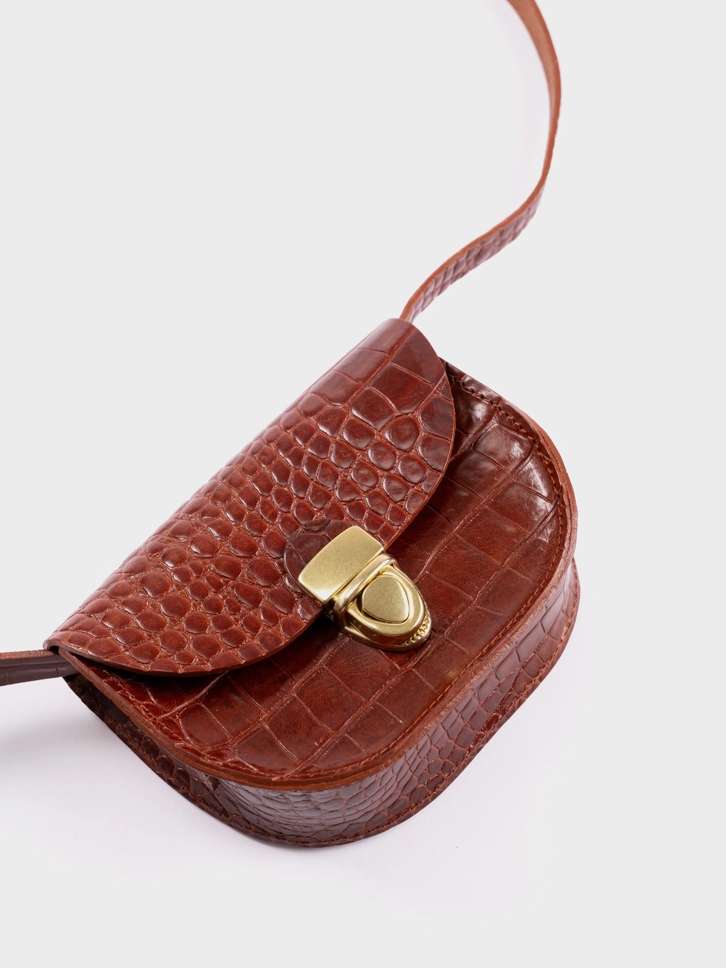 Kate Sheridan Mini Telegram Bag - Tan Croc