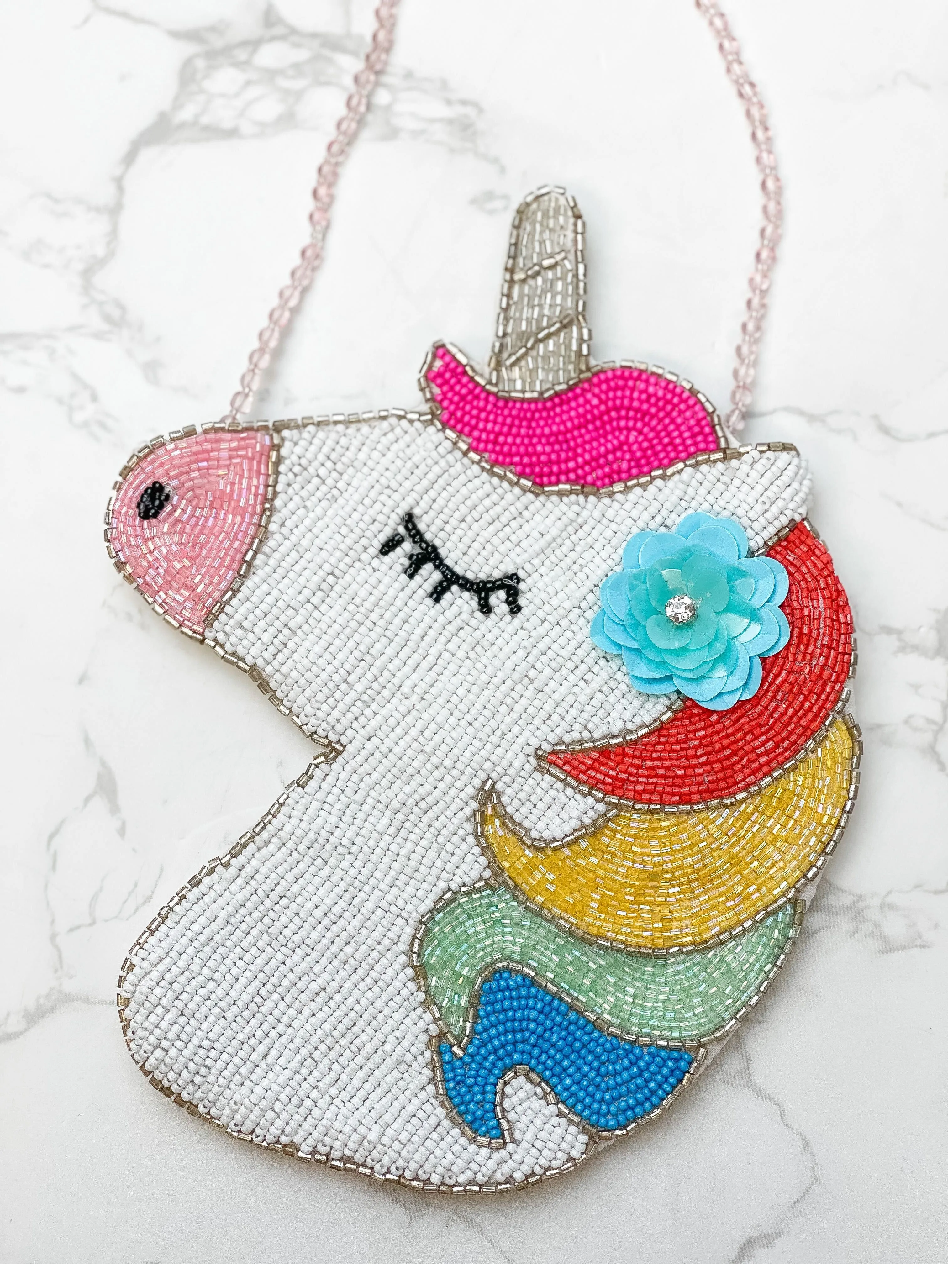 Kids Unicorn Beaded Bag