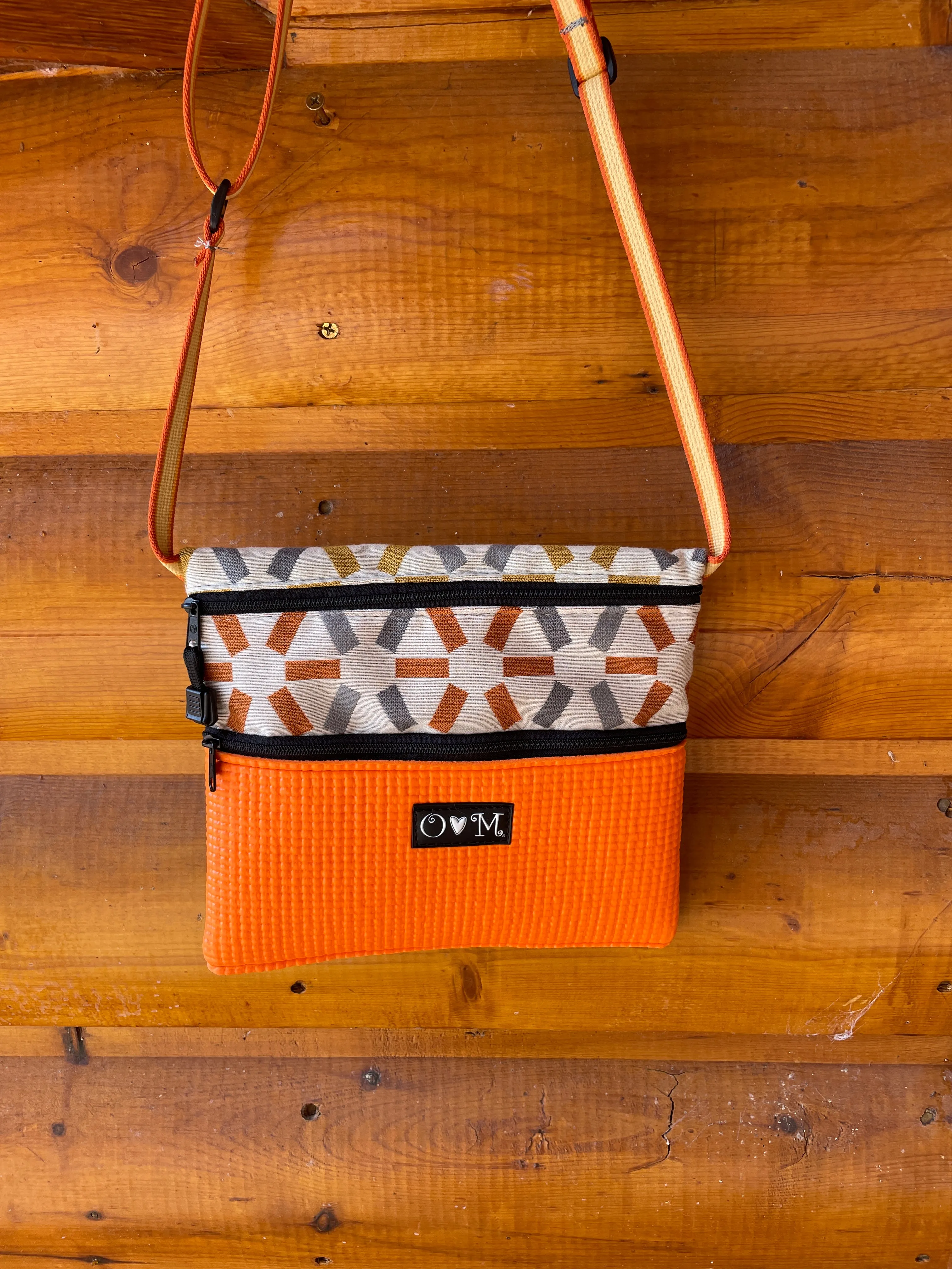 Lily Orange Crossbody bag- Geometric Print Home Dec Fabric