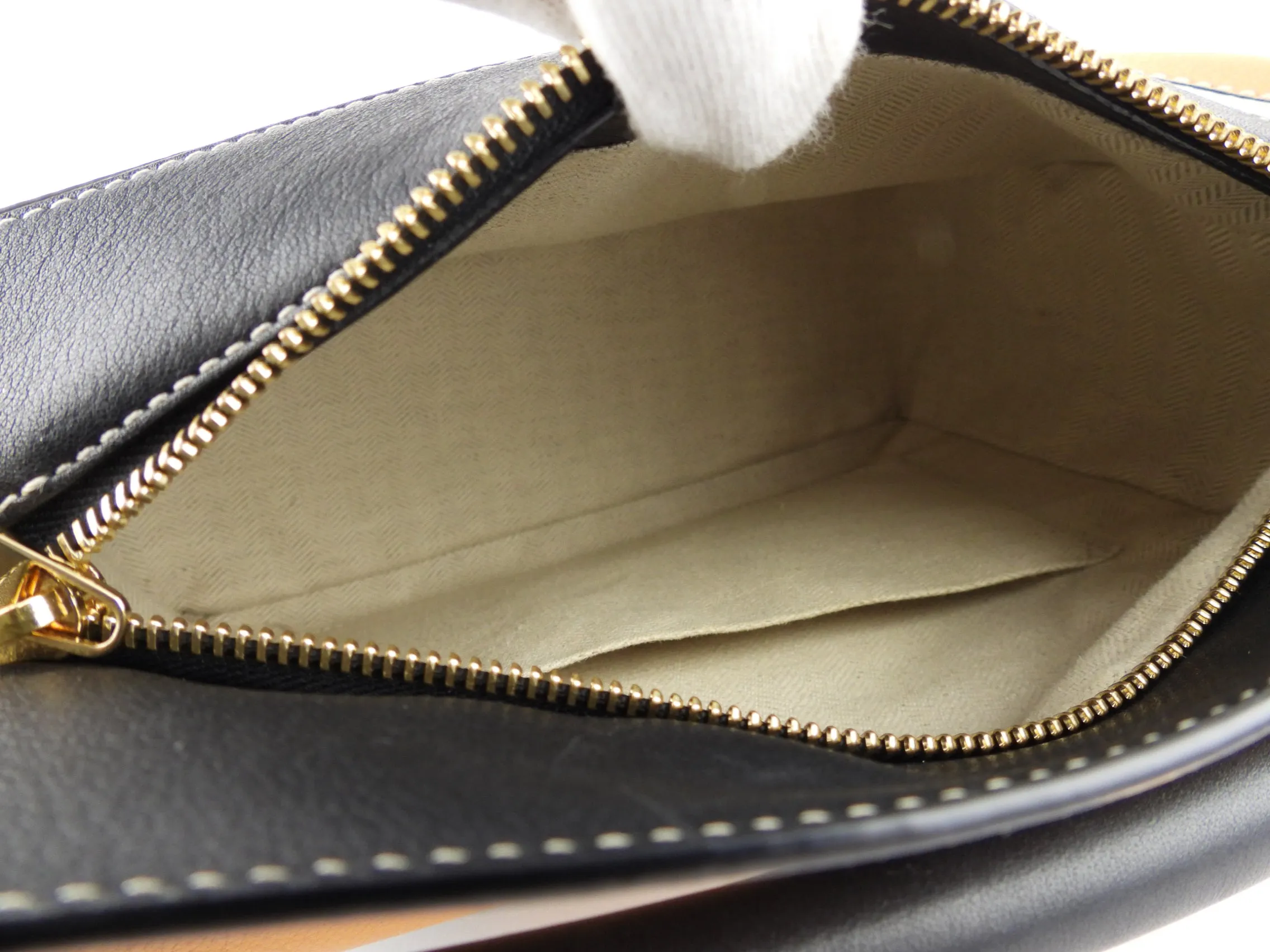 Loewe Tan, Cream and Black Leather Puzzle Two Way Bag