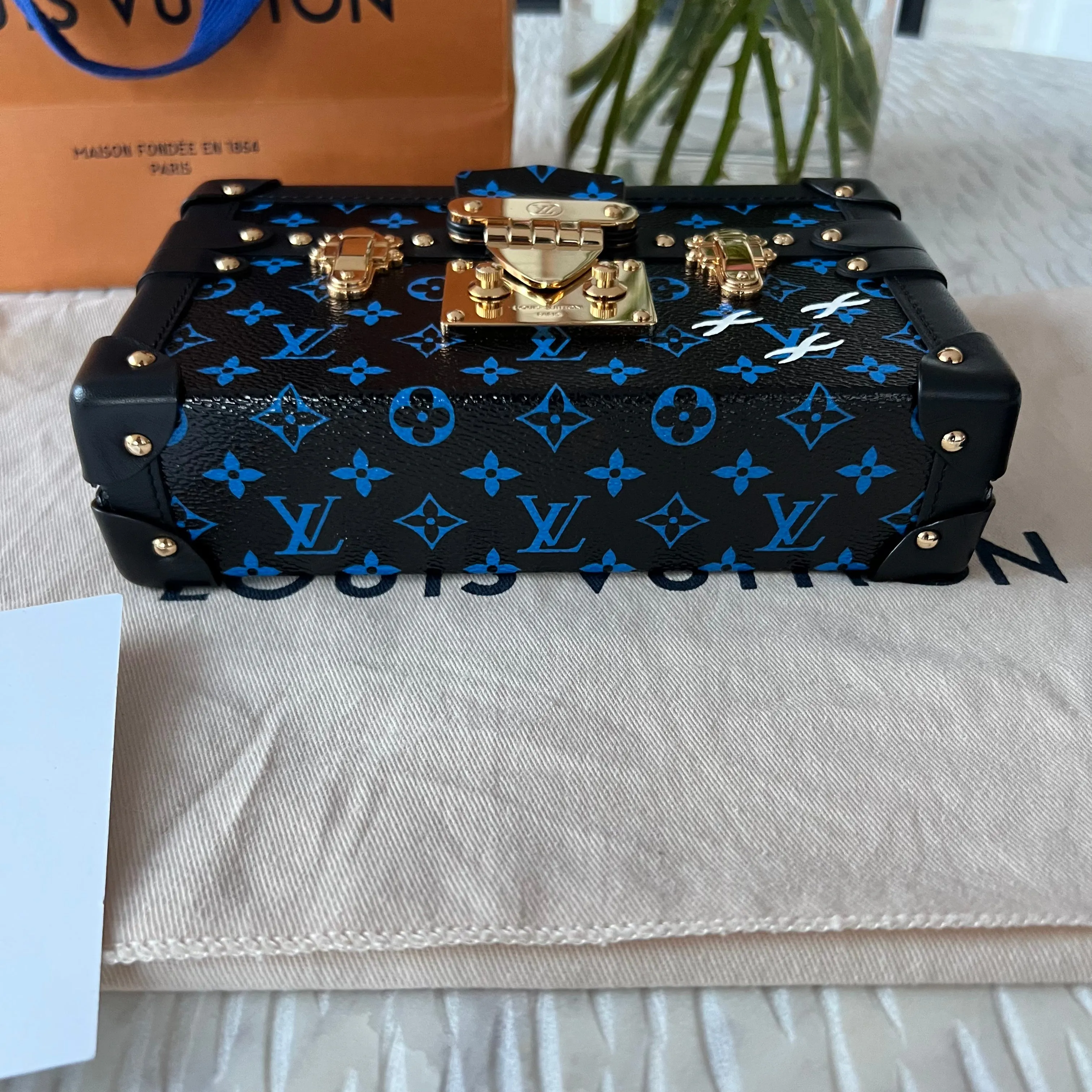 Louis Vuitton Monogram Petite Malle Blue Black Bag