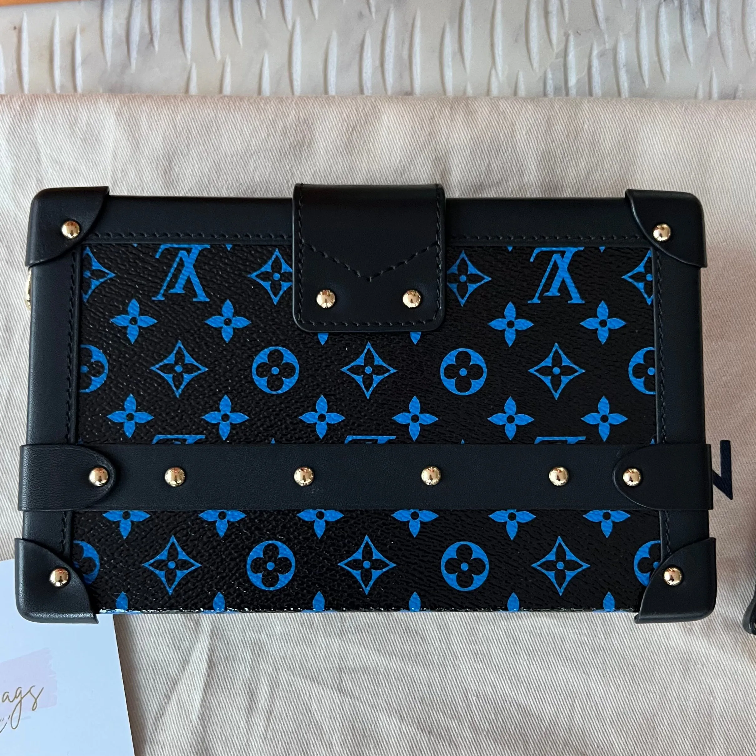 Louis Vuitton Monogram Petite Malle Blue Black Bag