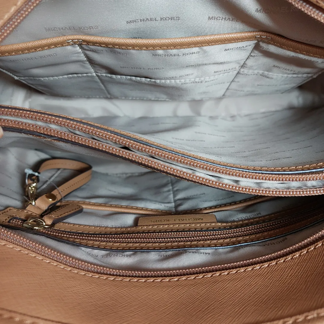 Michael Kors Tan Saffiano Leather Front Pocket Tote | Gently Used |