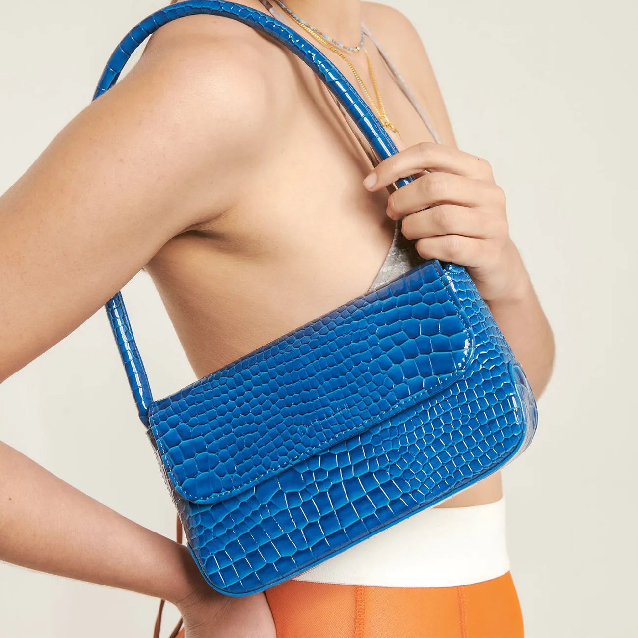 MINI CAMILLE BAG COBALT RECYCLED CROC