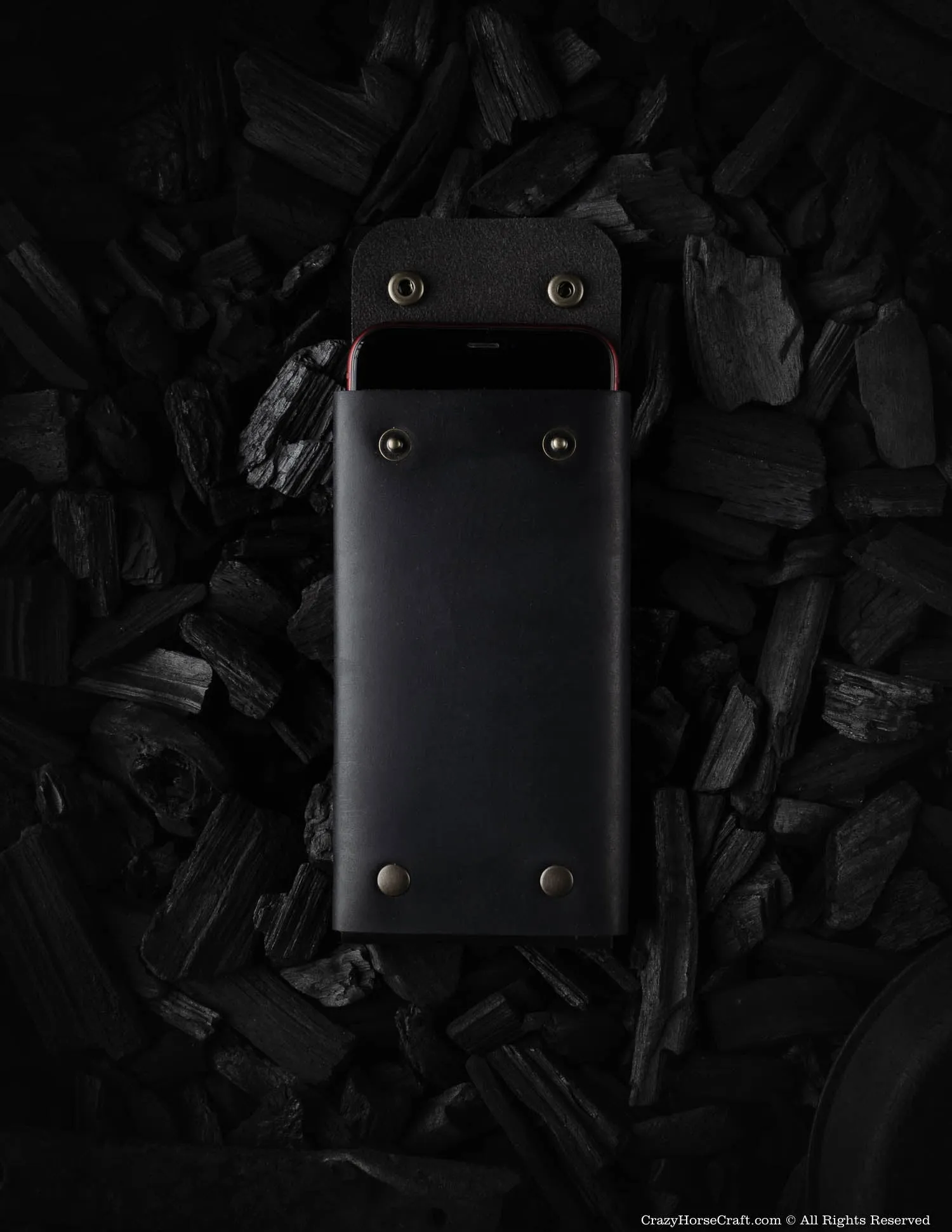 Minimalist Leather Wallet / Phone Case | Carbon Black