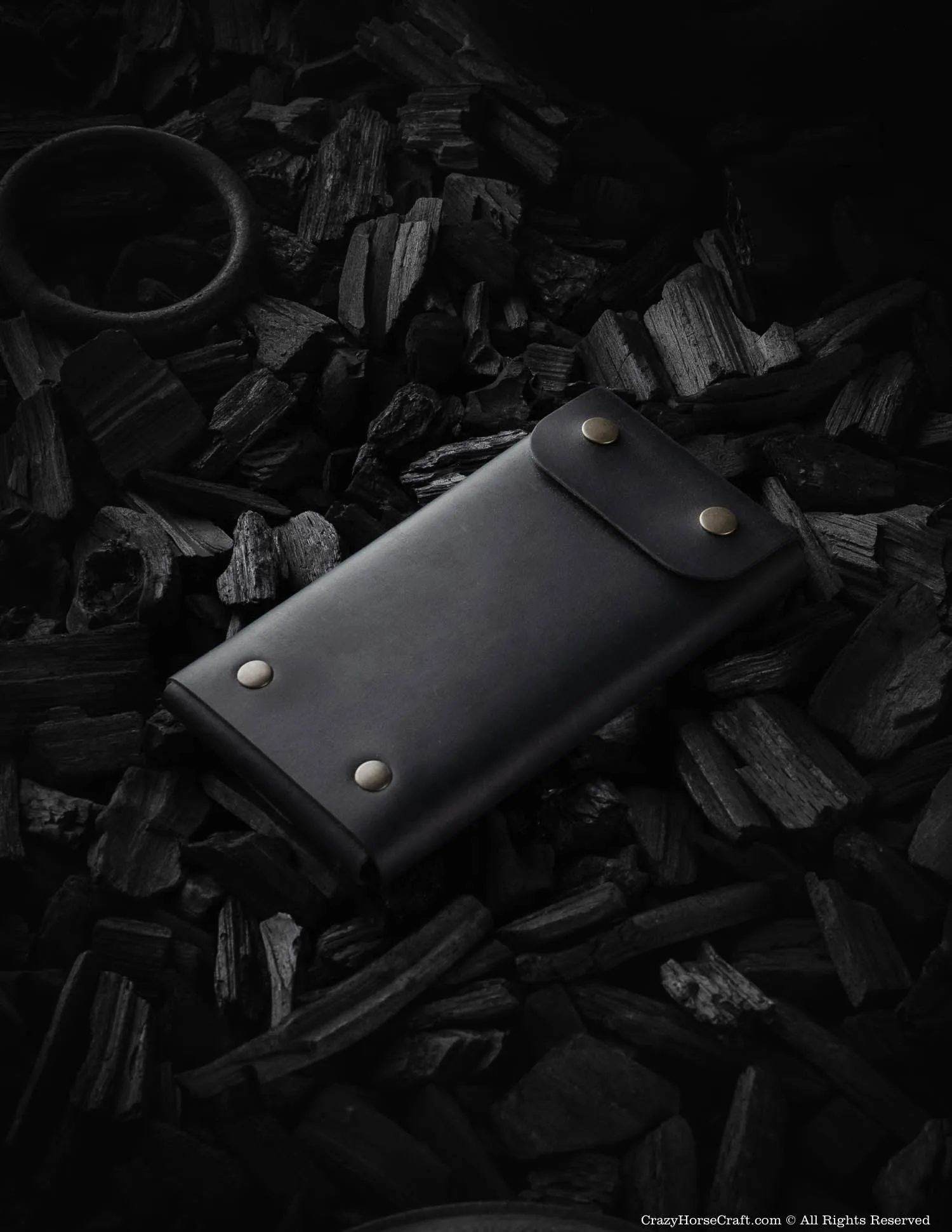 Minimalist Leather Wallet / Phone Case | Carbon Black