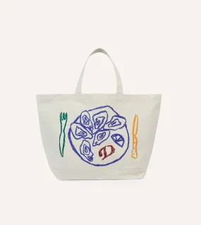 Oyster Cotton Canvas Tote Bag