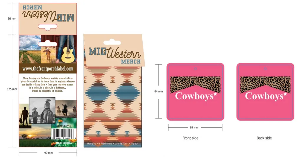 Pink Cowboys Air Freshener Single