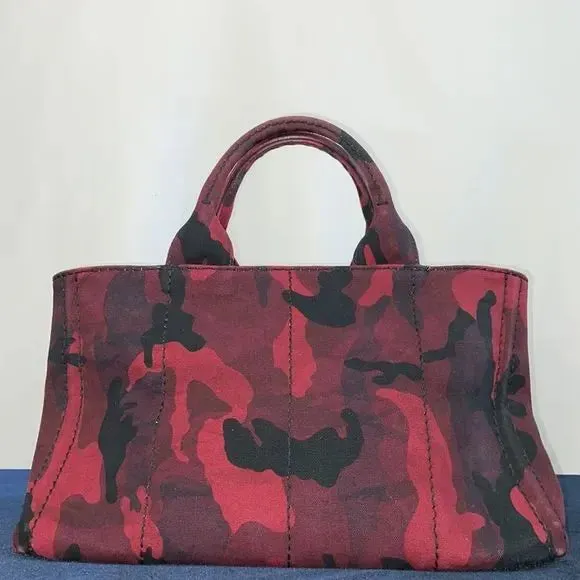 Prada Canapa Tote Red Camouflage Bag