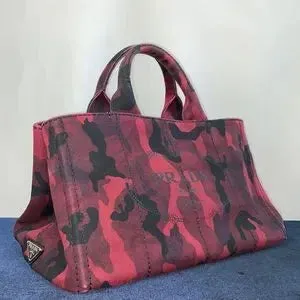 Prada Canapa Tote Red Camouflage Bag