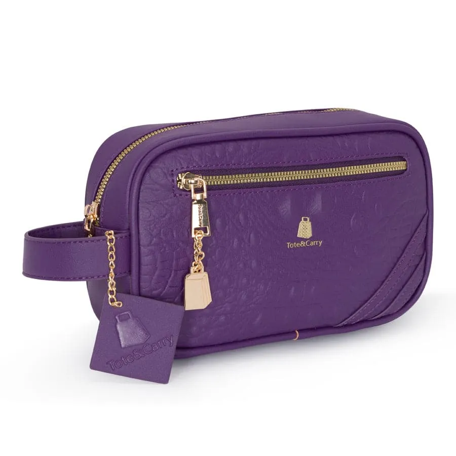 Purple Apollo 2 Faux Crocodile Skin Toiletry Bag